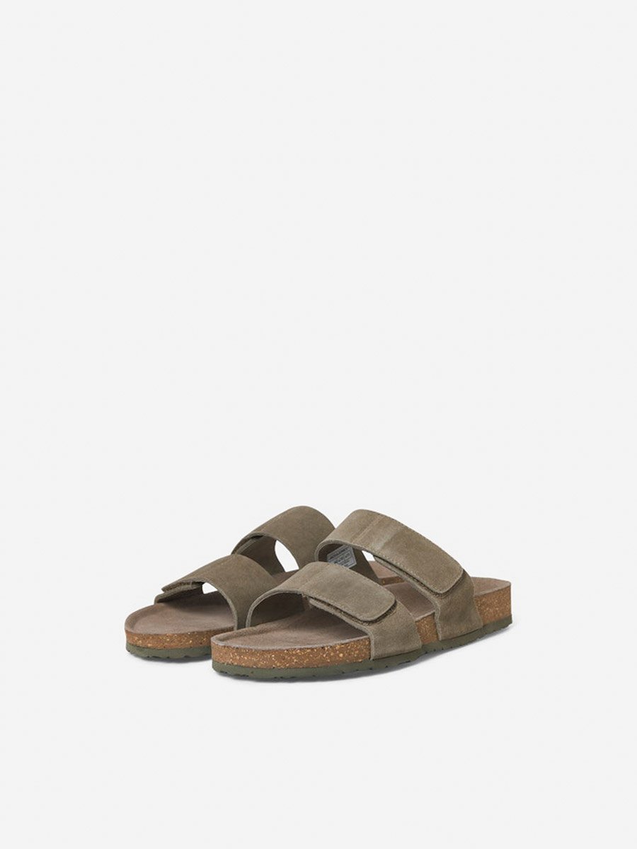Suede Double Strap Sandals