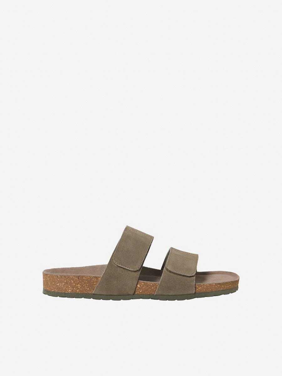 Suede Double Strap Sandals