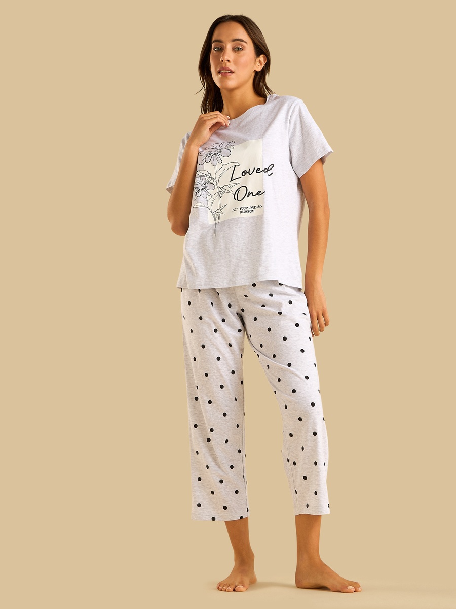 Polka Dot Print Cotton Pyjama Set