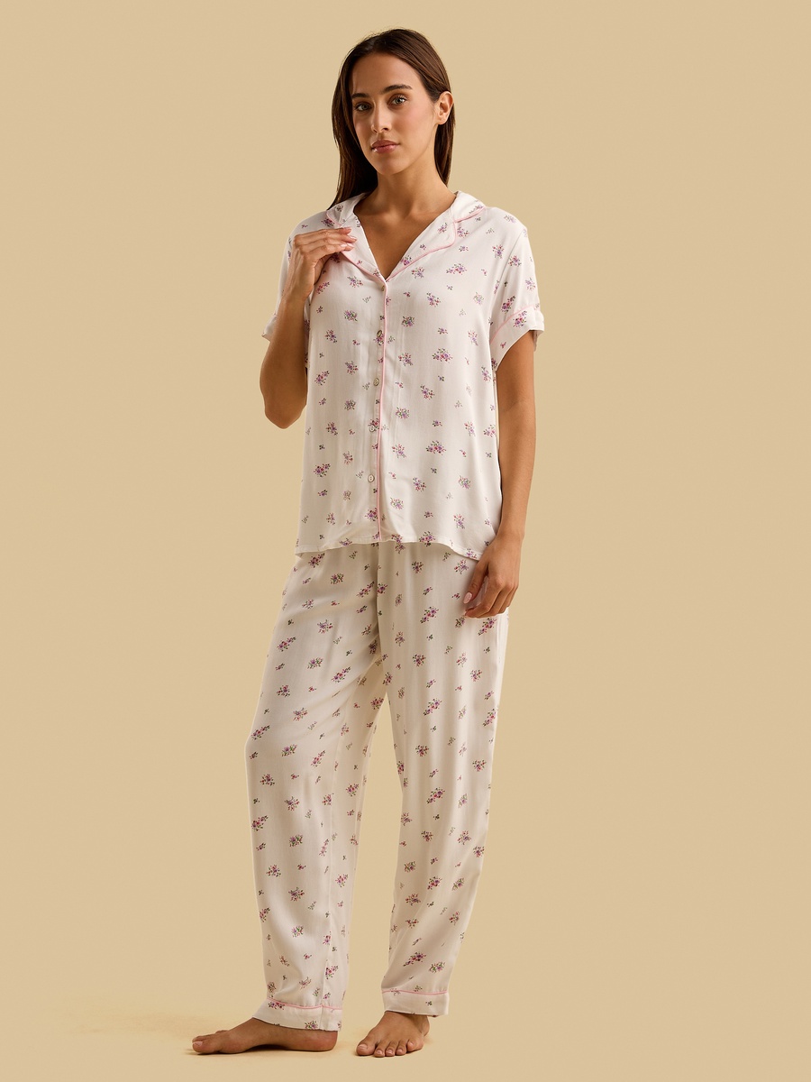Floral Print Viscose Pyjama Set