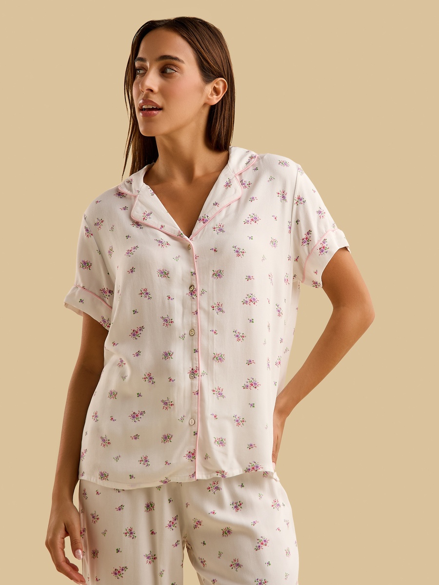 Floral Print Viscose Pyjama Set