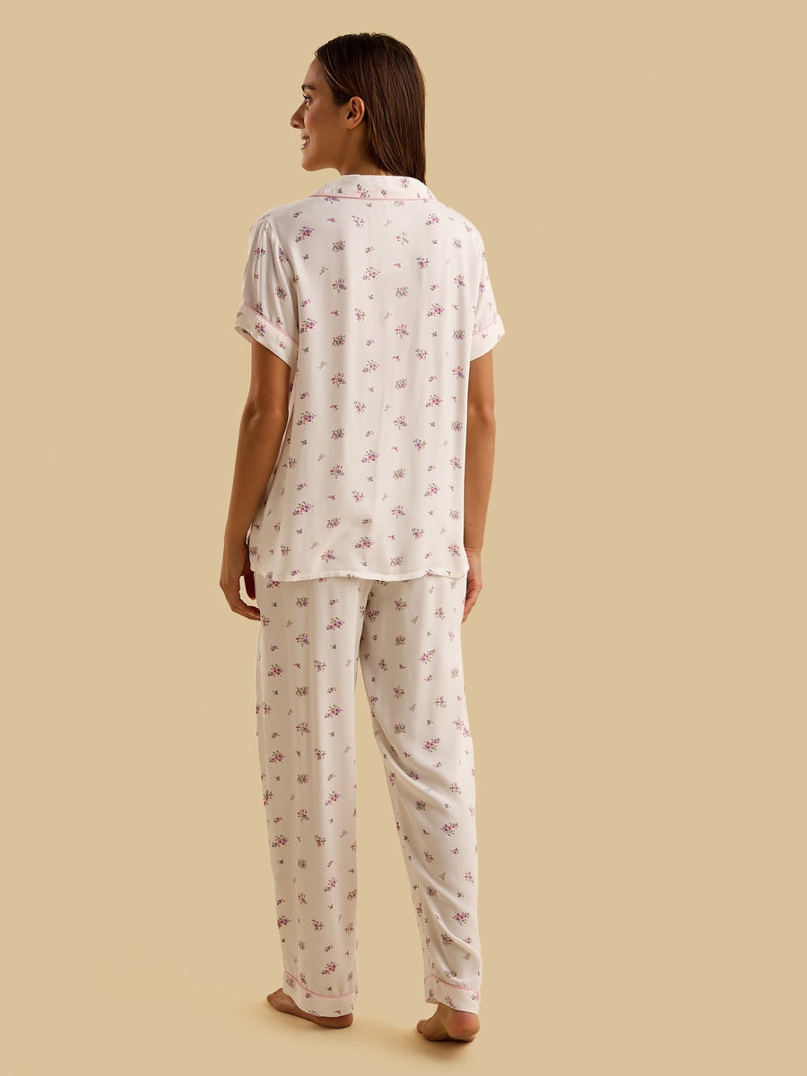 Floral Print Viscose Pyjama Set
