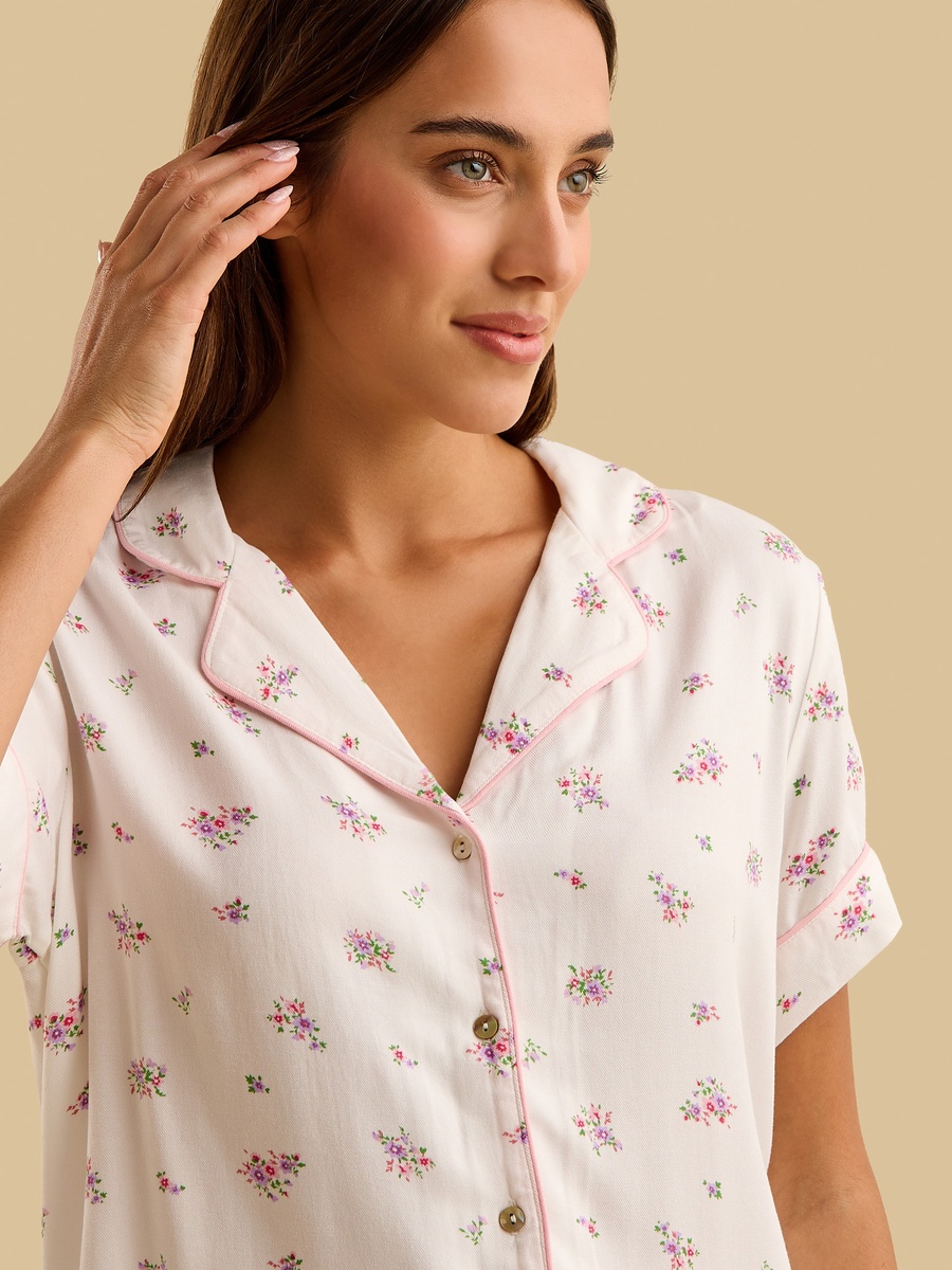 Floral Print Viscose Pyjama Set