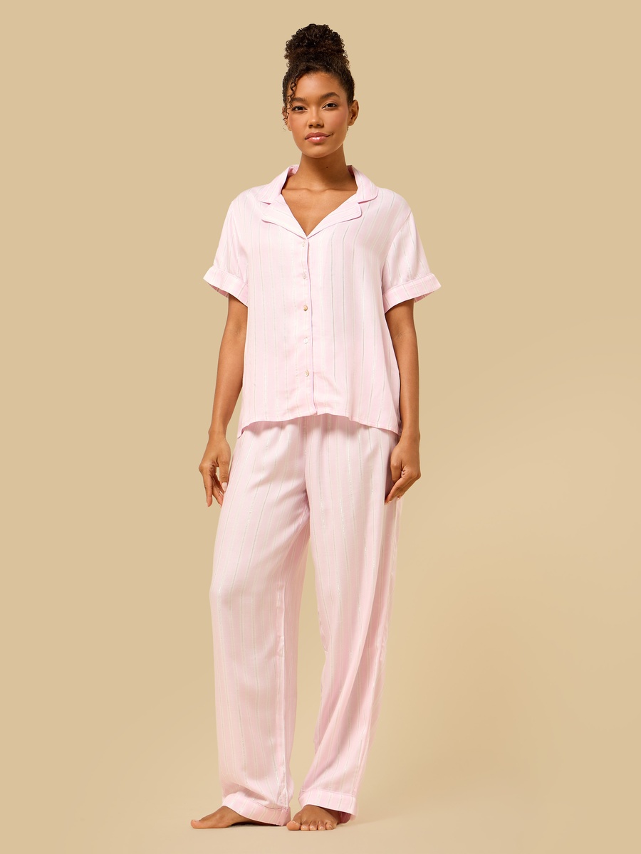 Lurex Striped Viscose Pyjama Set