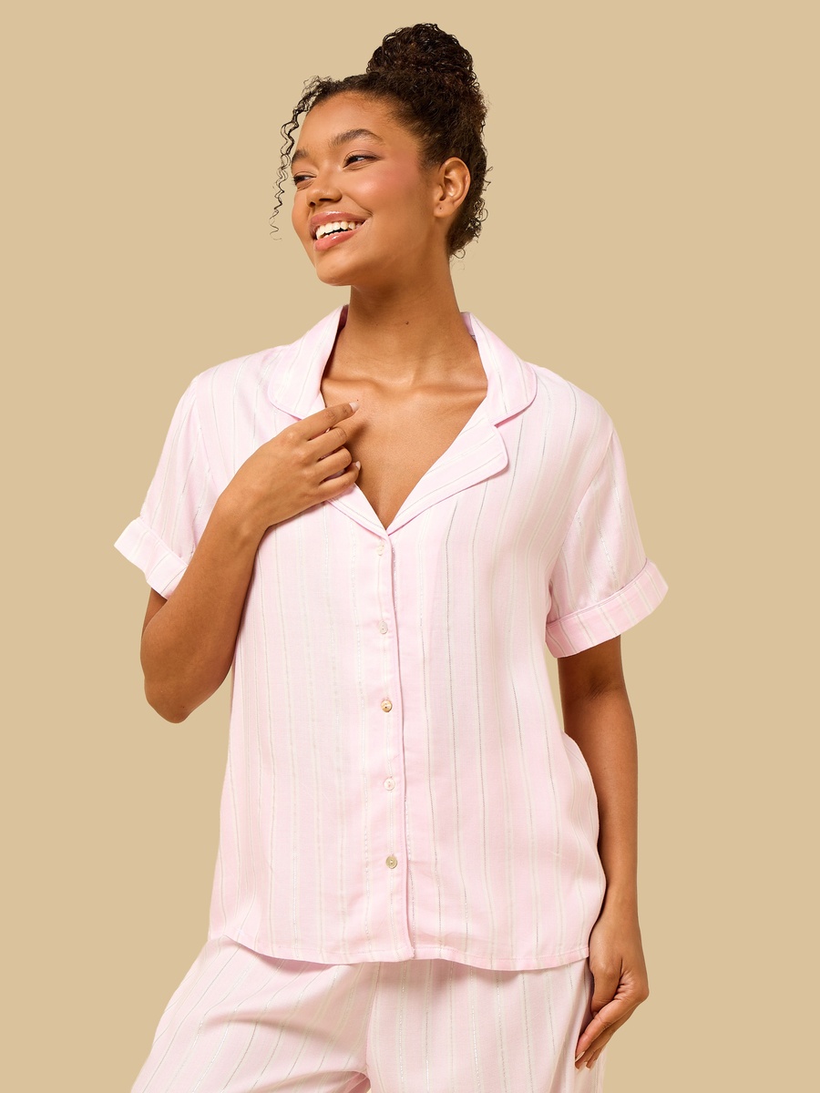 Lurex Striped Viscose Pyjama Set