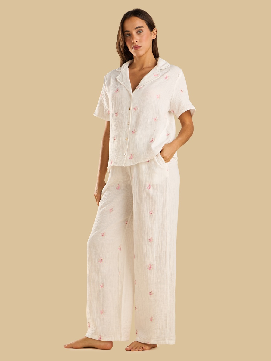 Floral Embroidered Pyjama Set