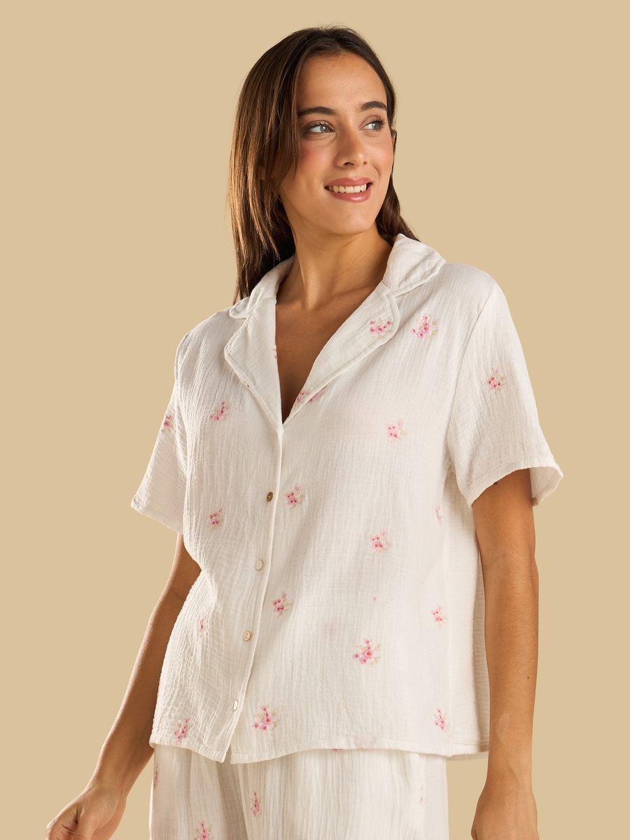 Floral Embroidered Pyjama Set