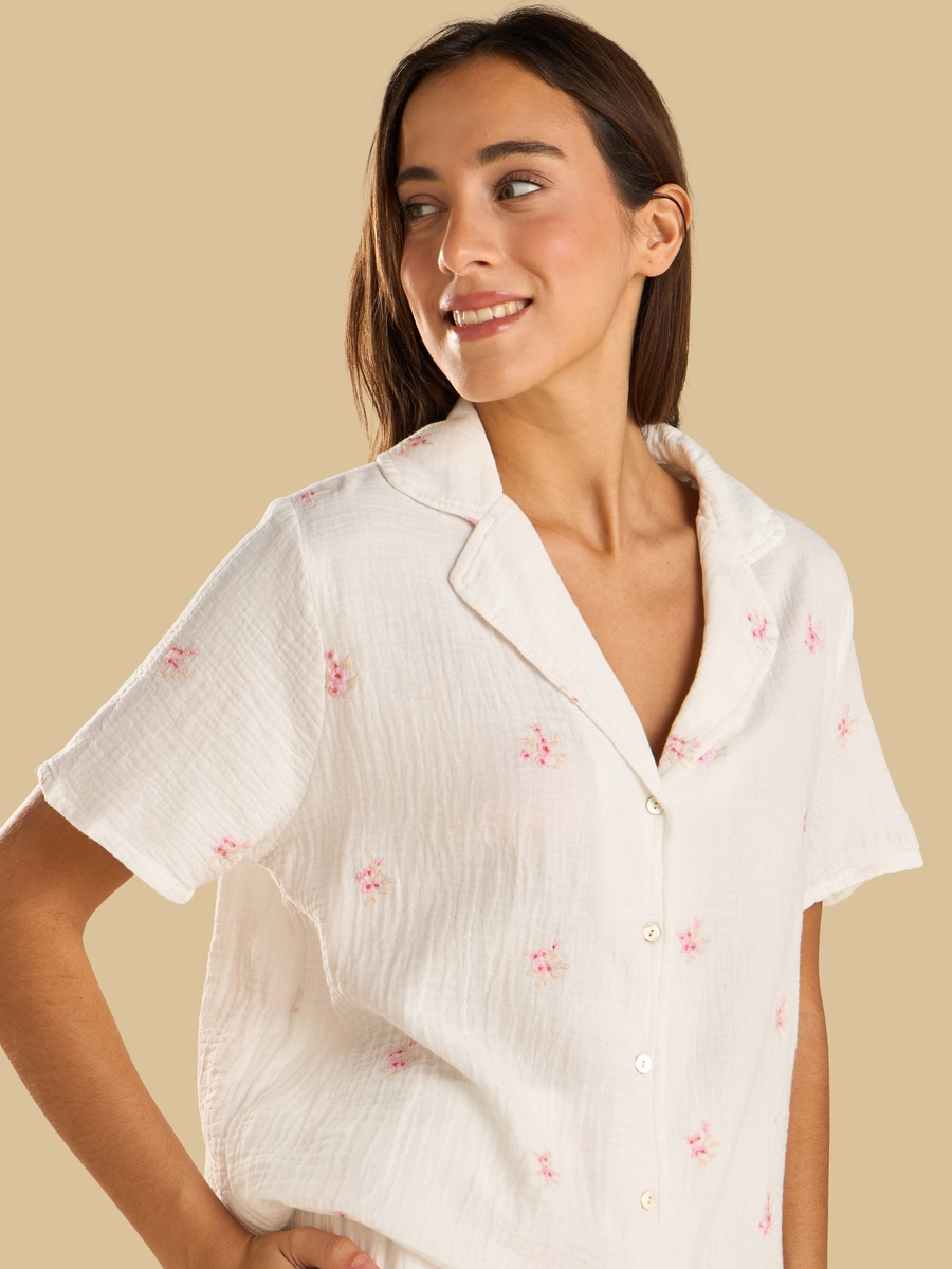 Floral Embroidered Pyjama Set