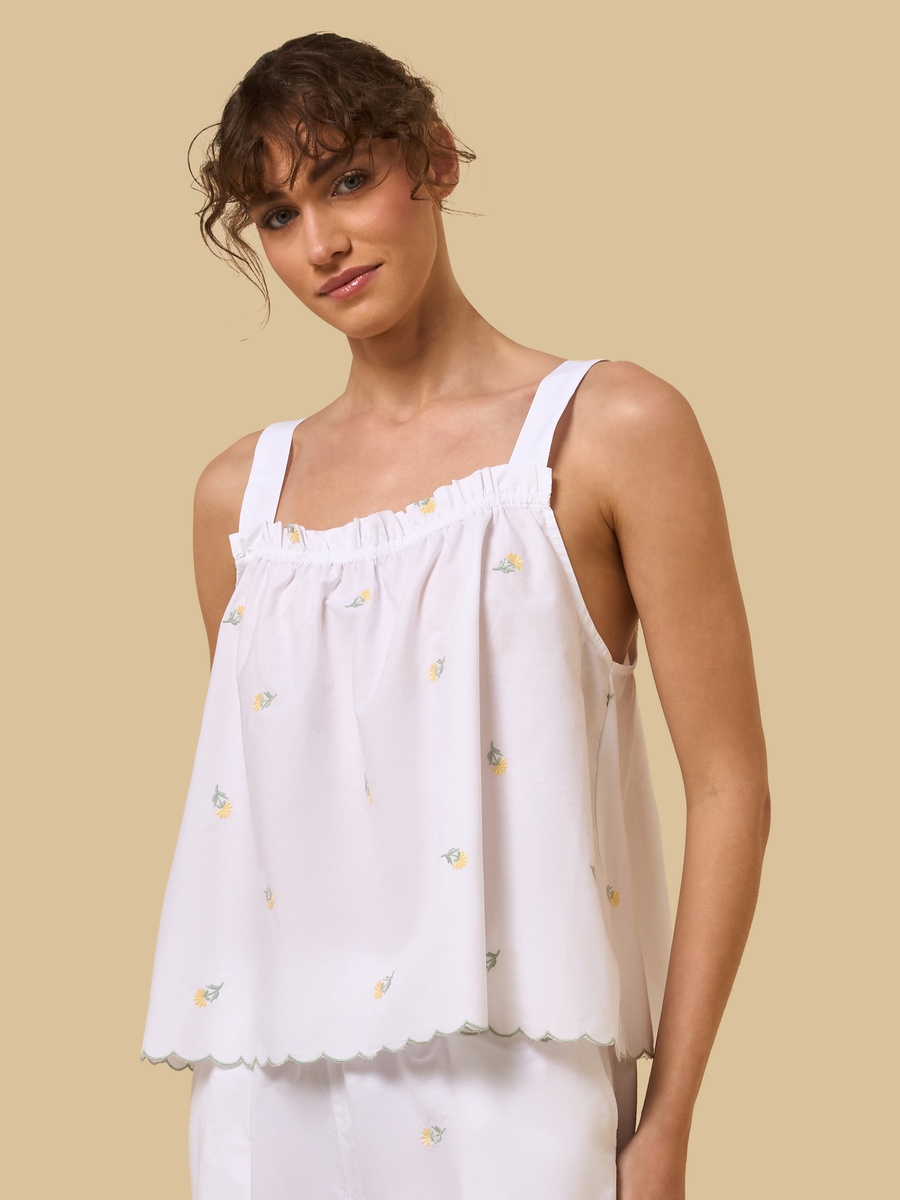Floral Embroidered Cotton Shorts Set