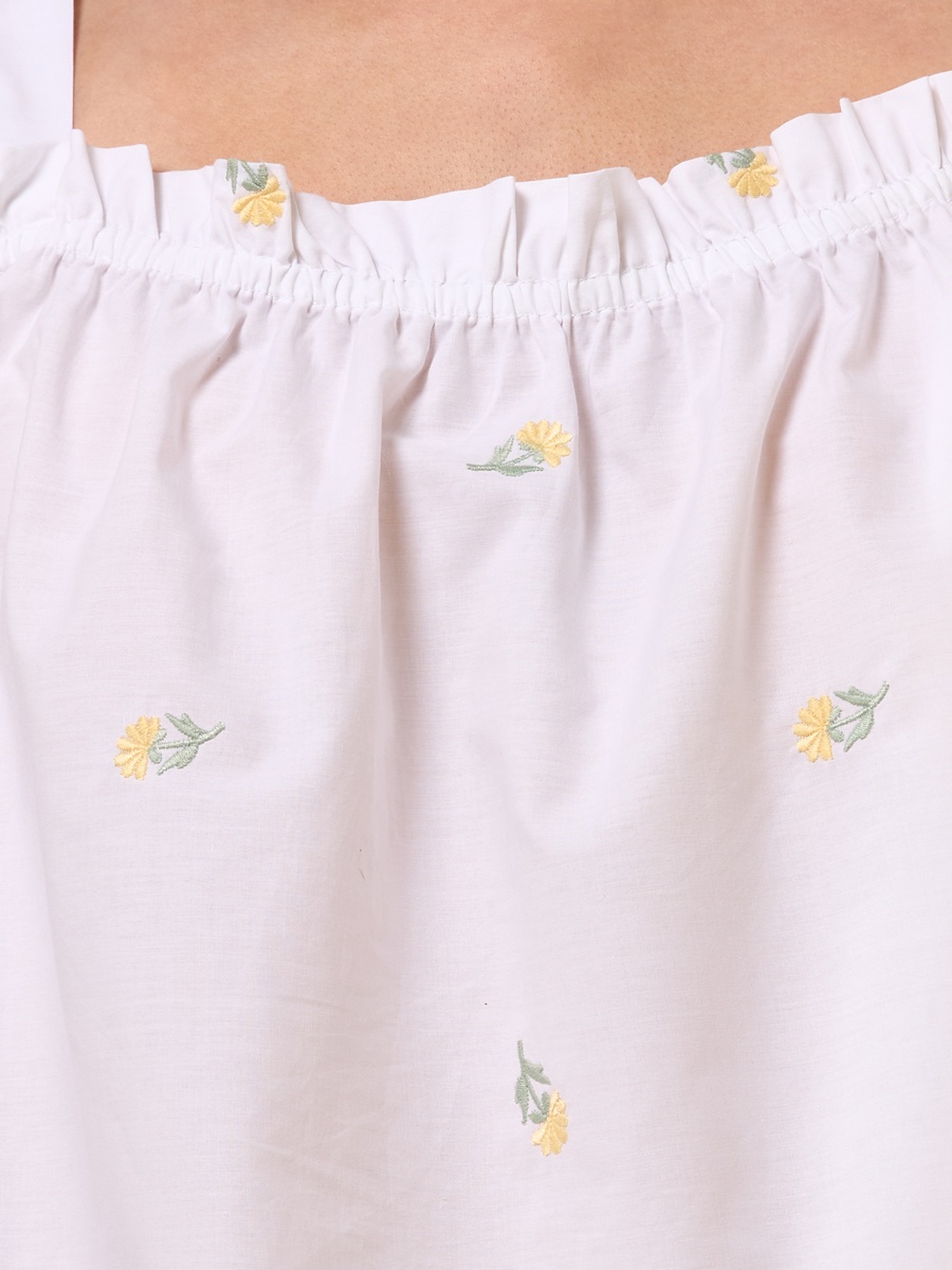 Floral Embroidered Cotton Shorts Set