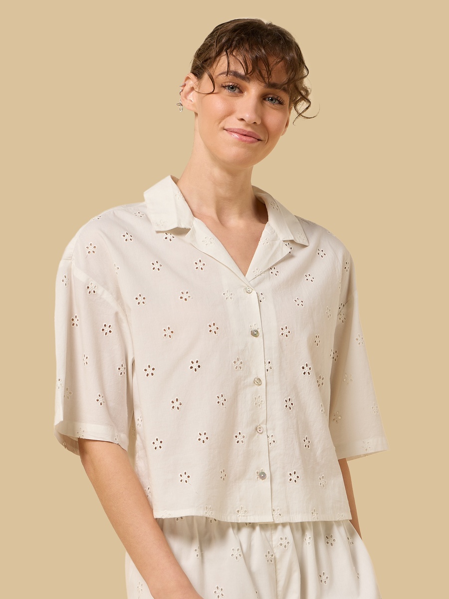 Floral Embroidered Cotton Pyjama Set