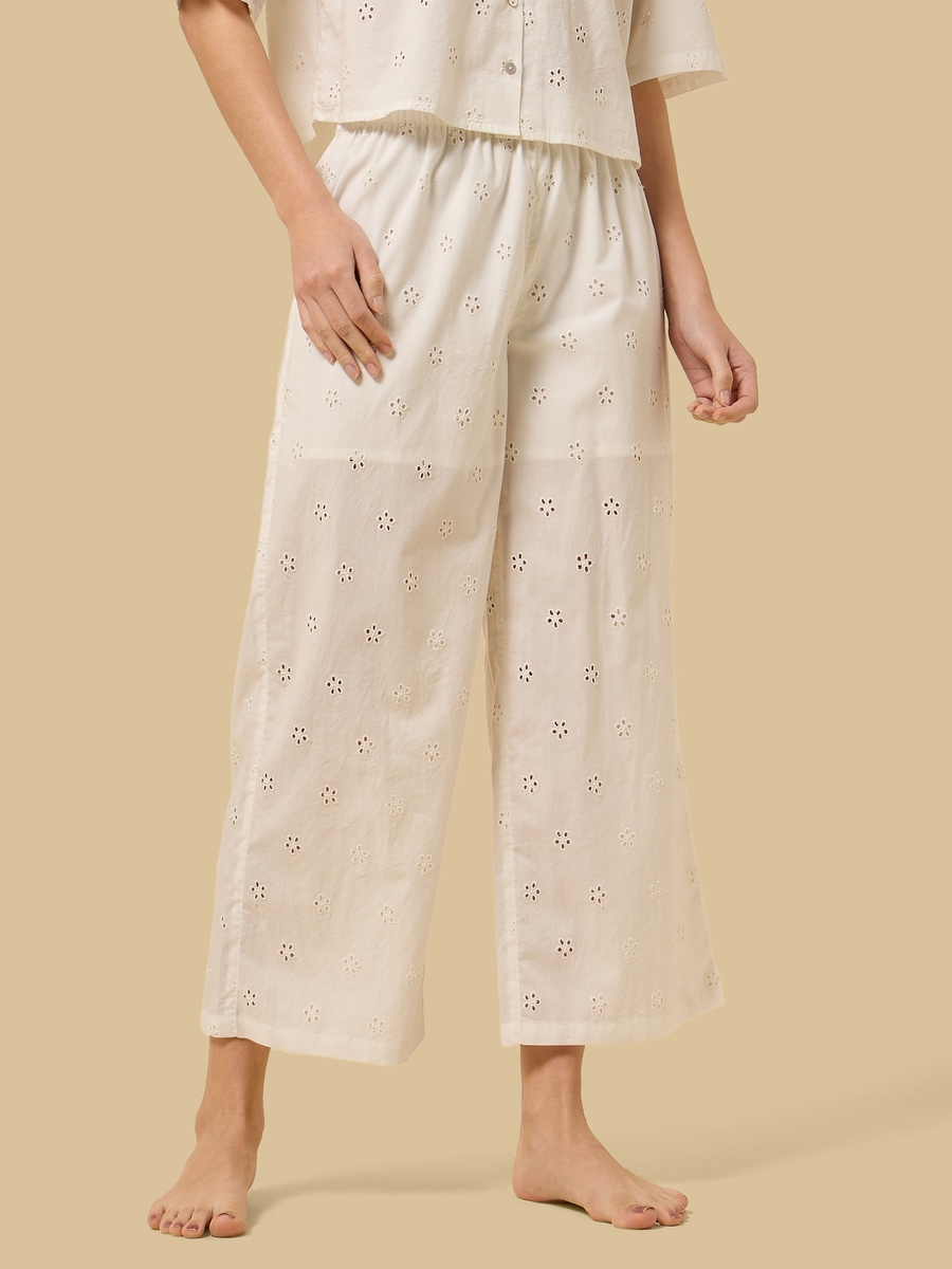 Floral Embroidered Cotton Pyjama Set