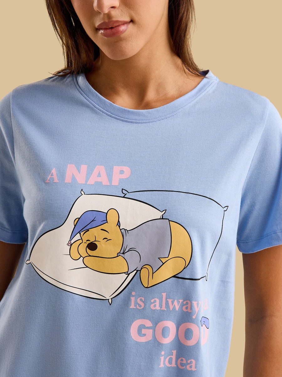 Winnie The Pooh Print Cotton Pyjama Set