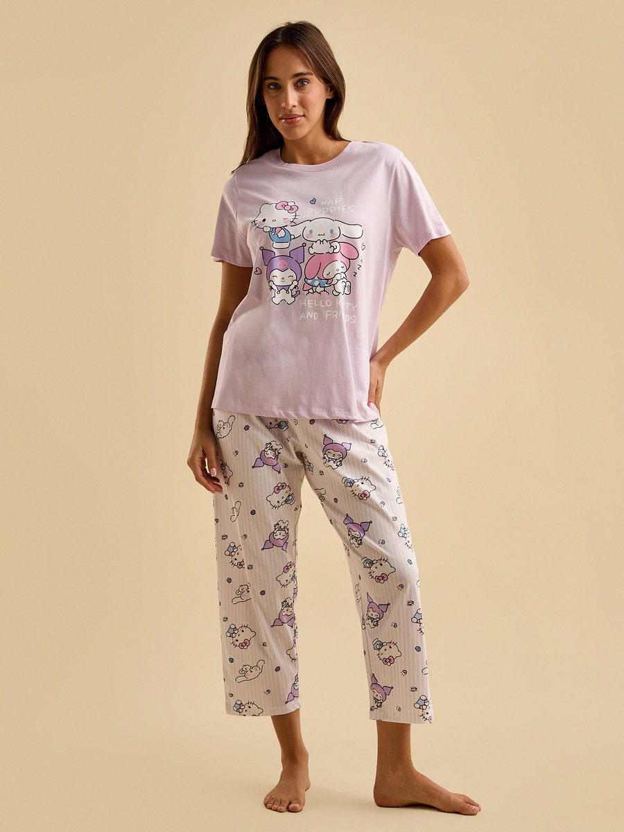 Hello Kitty and Friends Print Cotton Pyjama Set