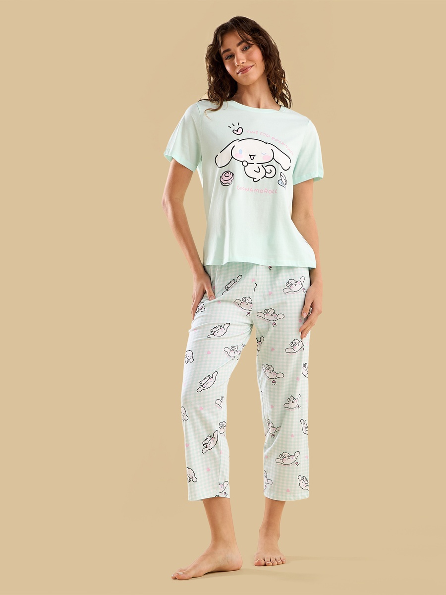 Cinamonroll Placement Print T-Shirt and Long Pyjama Set