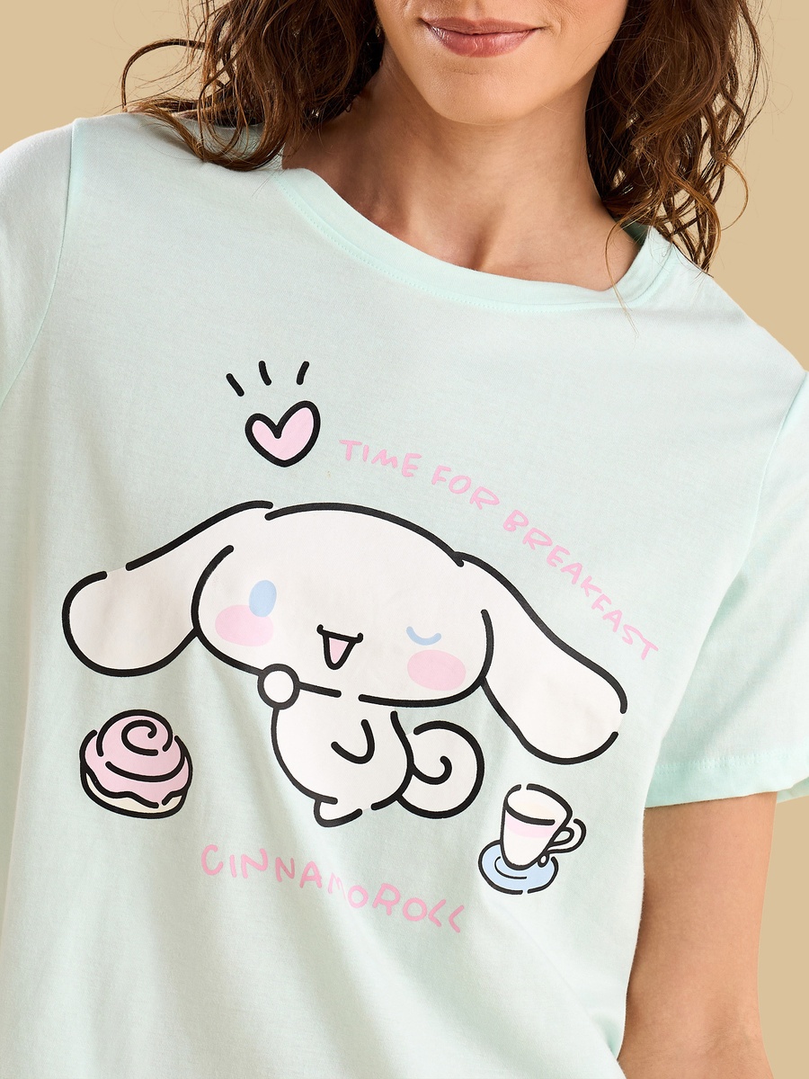 Cinamonroll Placement Print T-Shirt and Long Pyjama Set