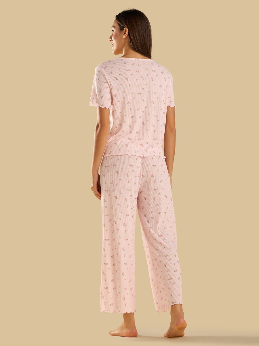 Floral Print Pointelle Pyjama Set