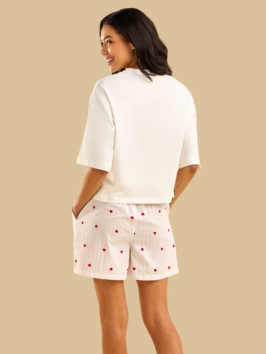 Heart Print Shorts Set