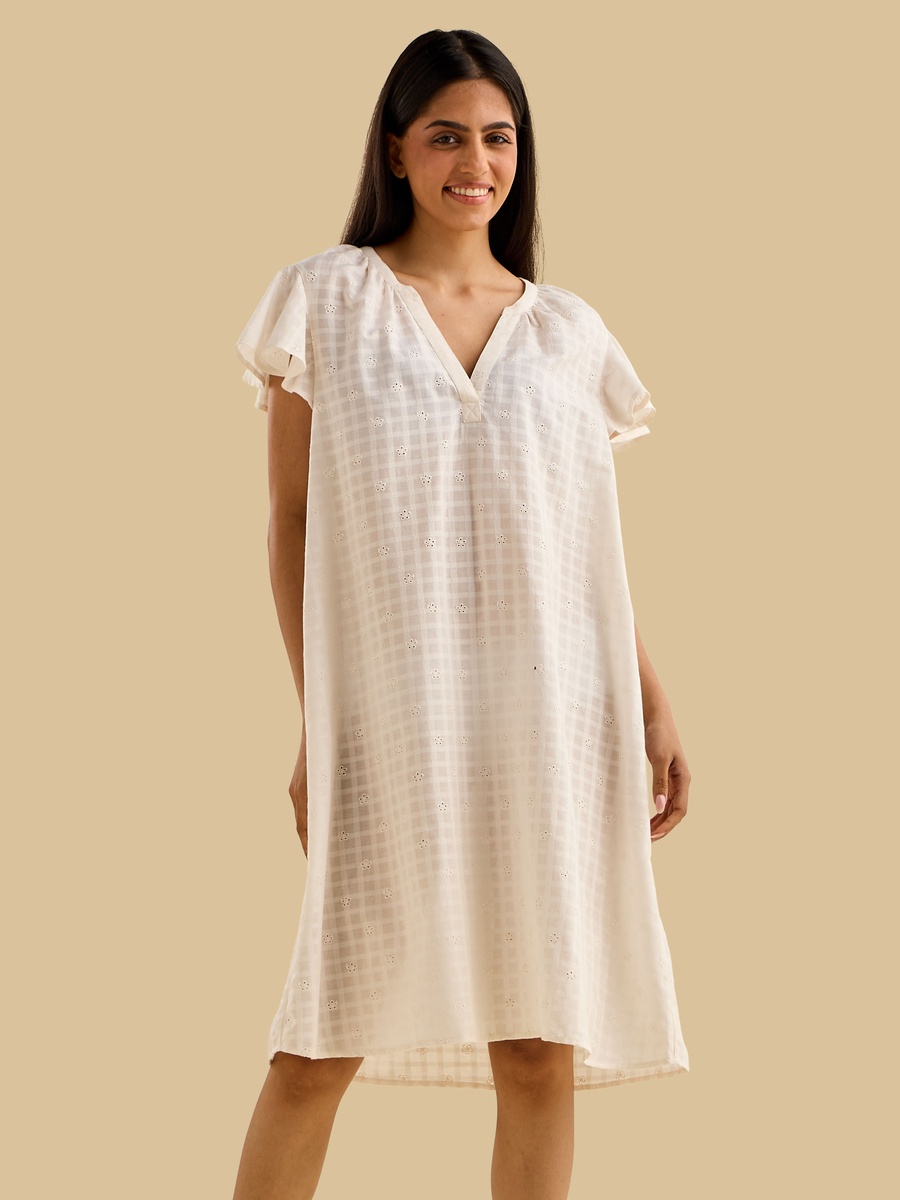 Embroidered Dobby Night Dress For Default Category at Kuwait