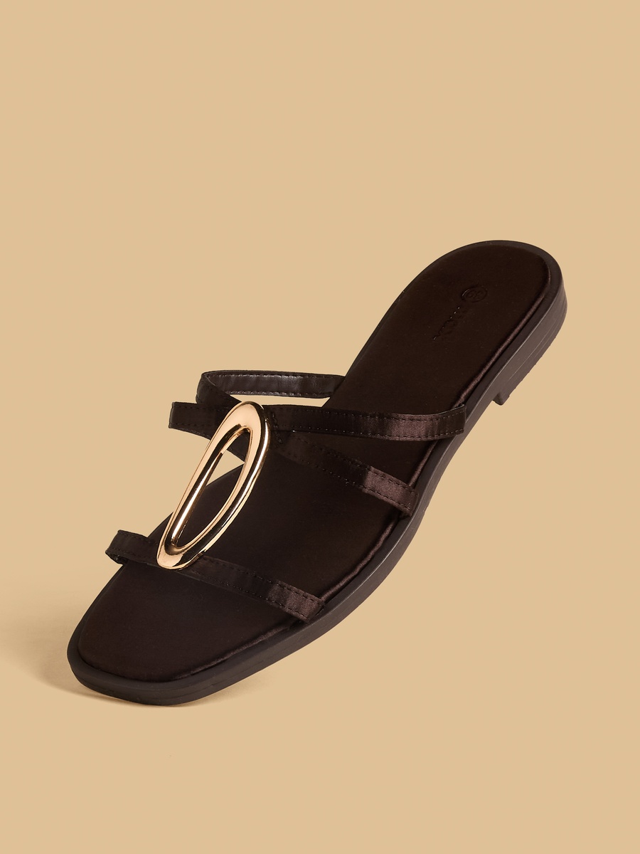 Metal Accent Slip-On Sandals