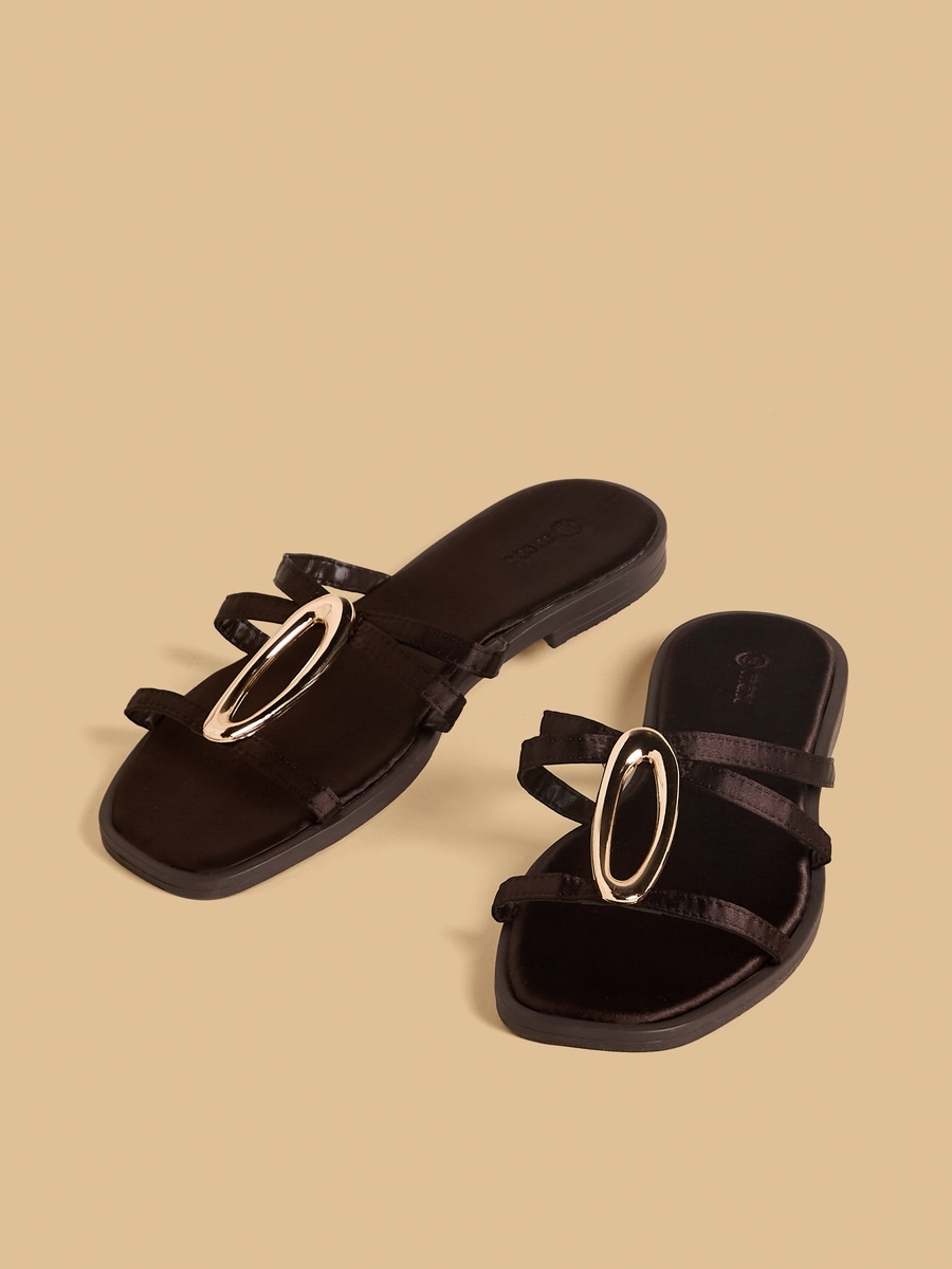 Metal Accent Slip-On Sandals