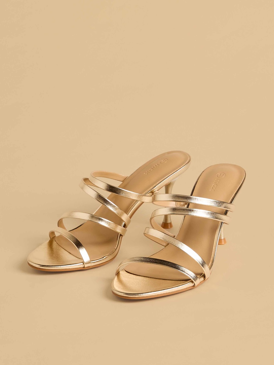 Textured Stiletto Heel Strap Sandals