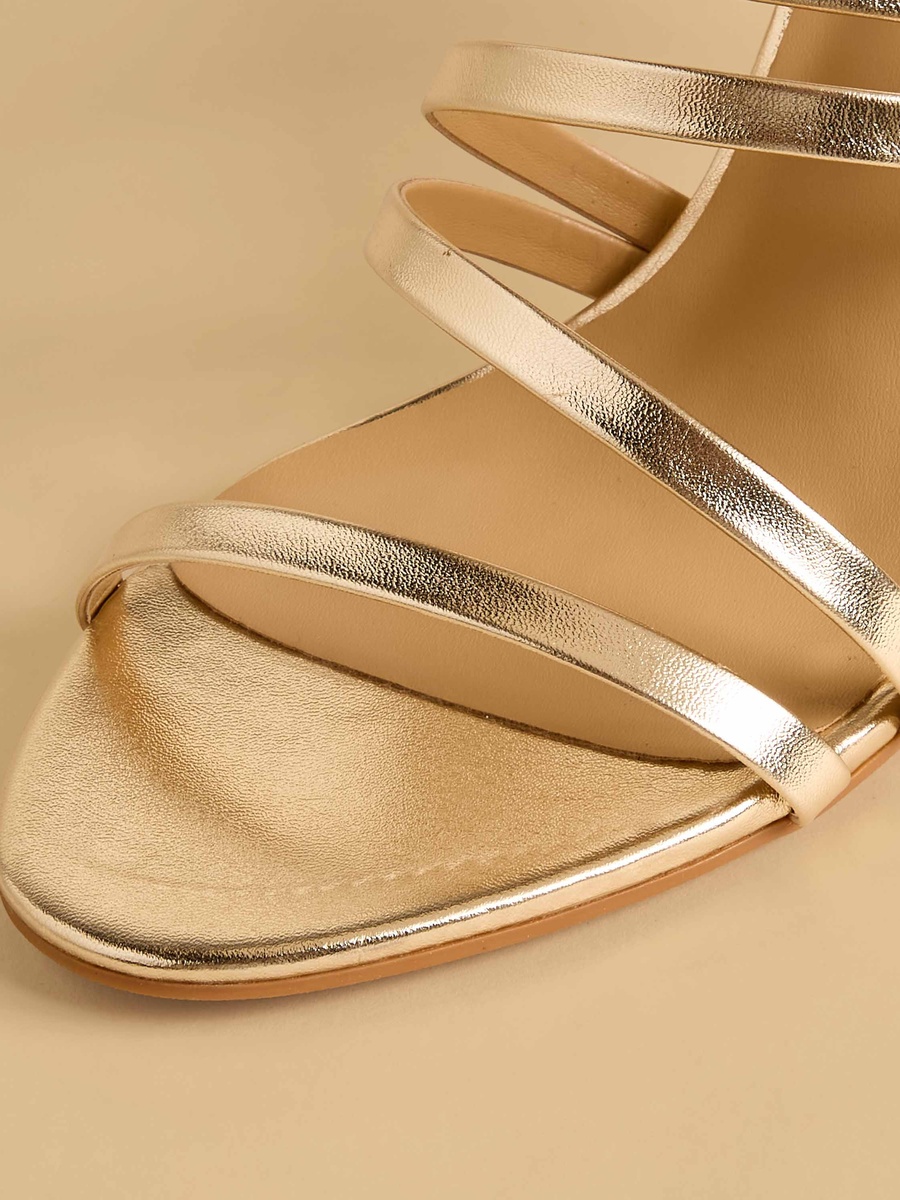 Textured Stiletto Heel Strap Sandals