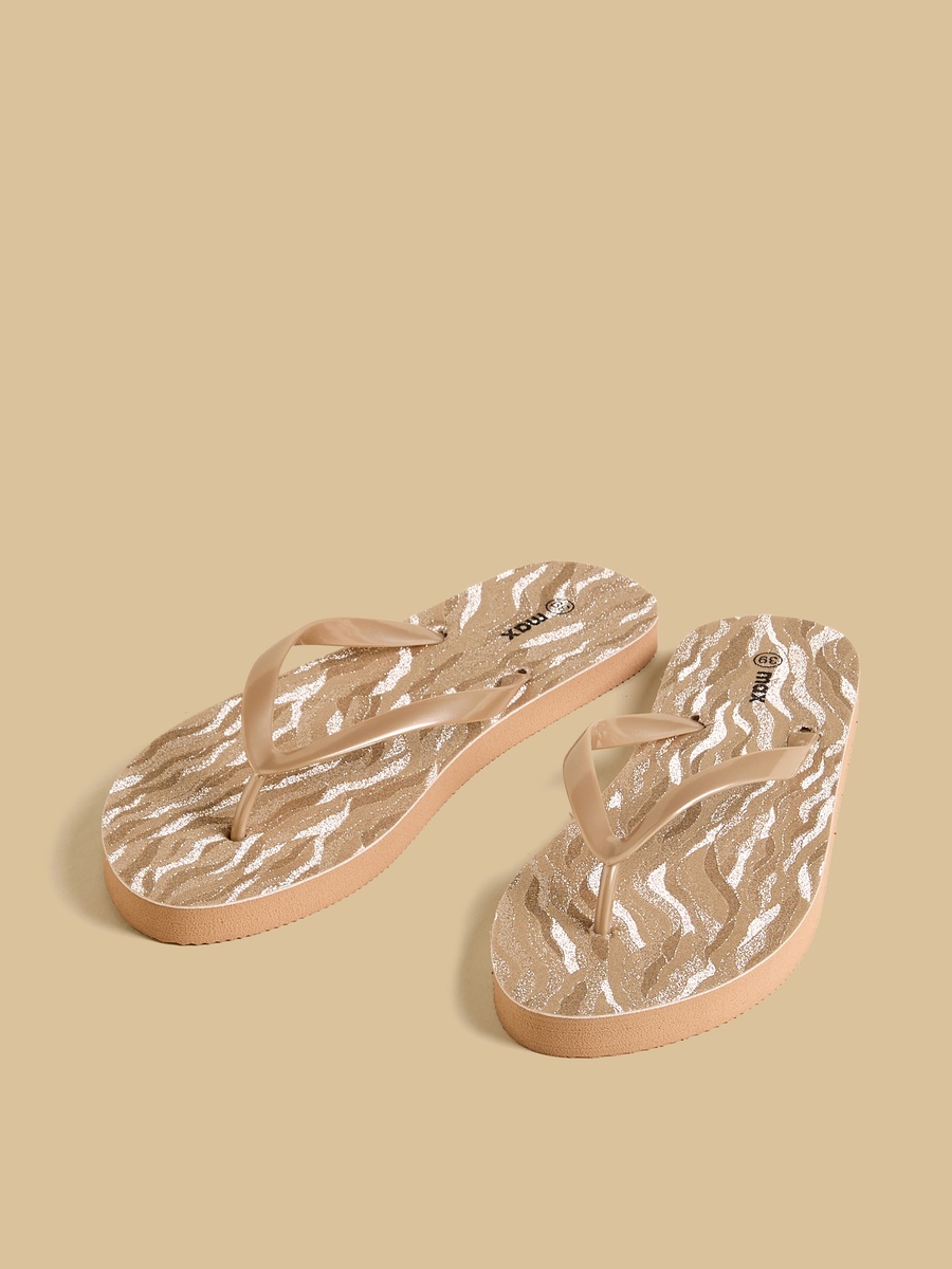 Glitter Print Flip Flops