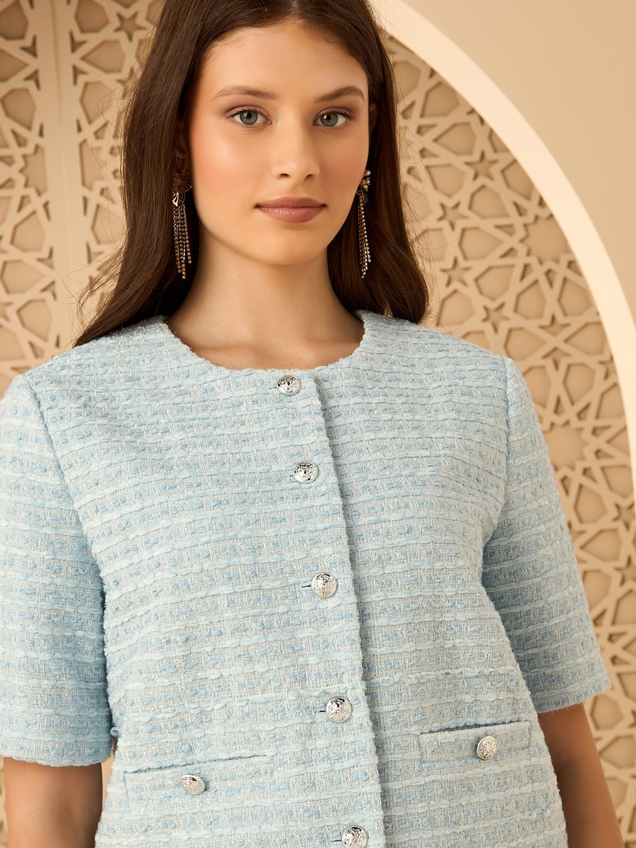 Textured Tweed Crop Jacket