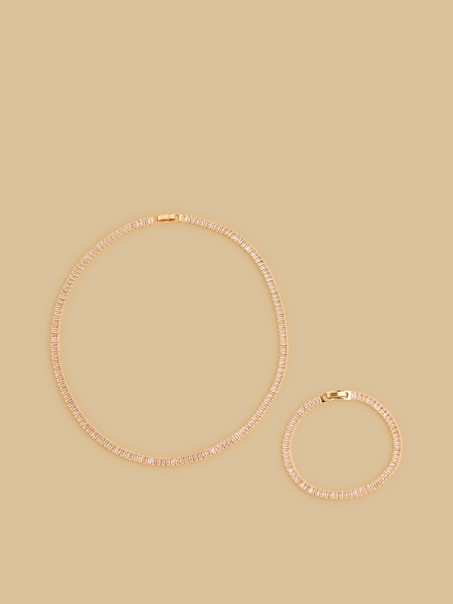 Embellished Necklace and Bracelet Set