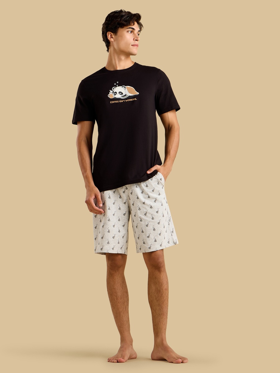 Panda Graphic Print Shorts Set