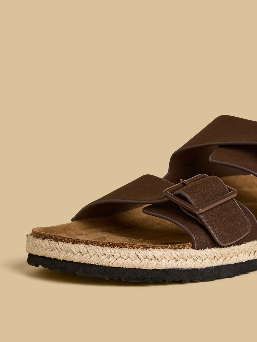 Buckle Accent Jute Sandals