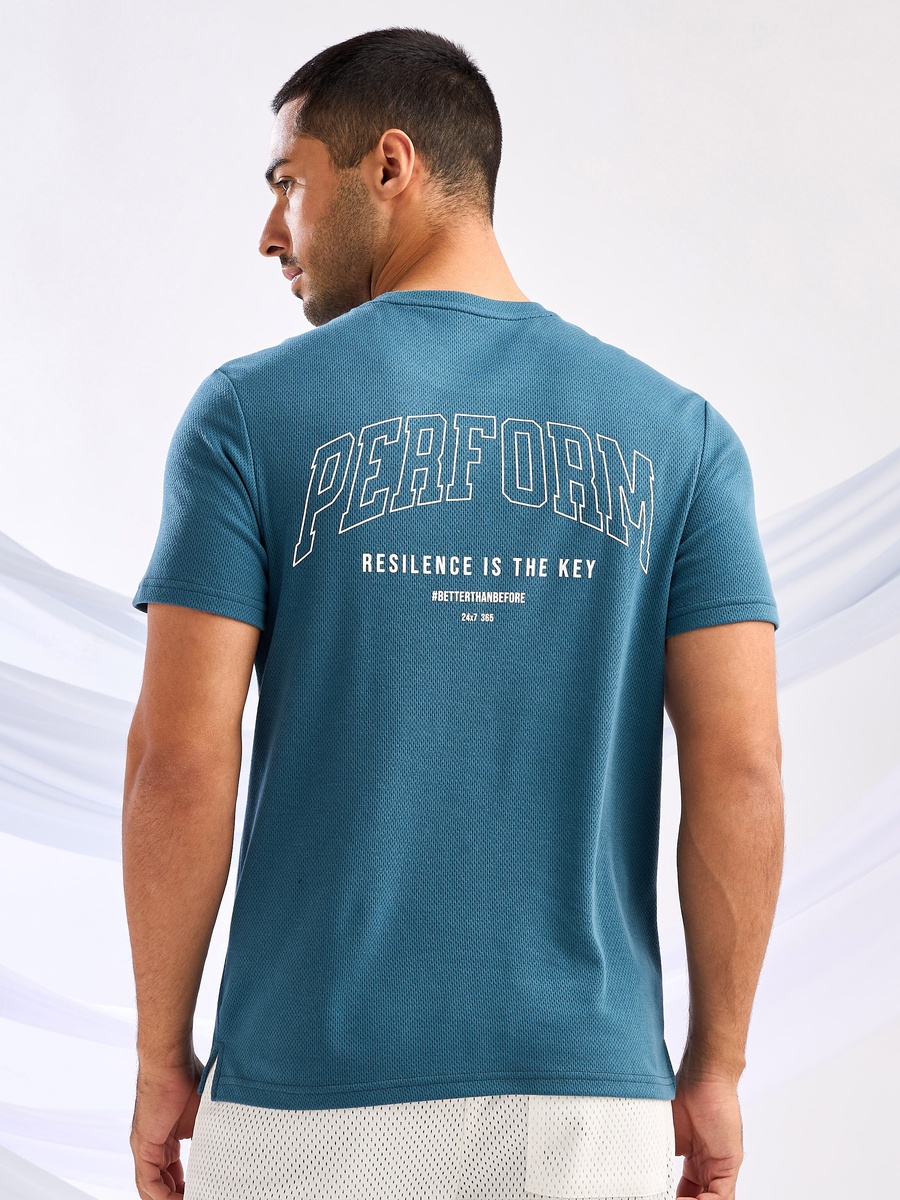 Slogan Print Mesh T-Shirt