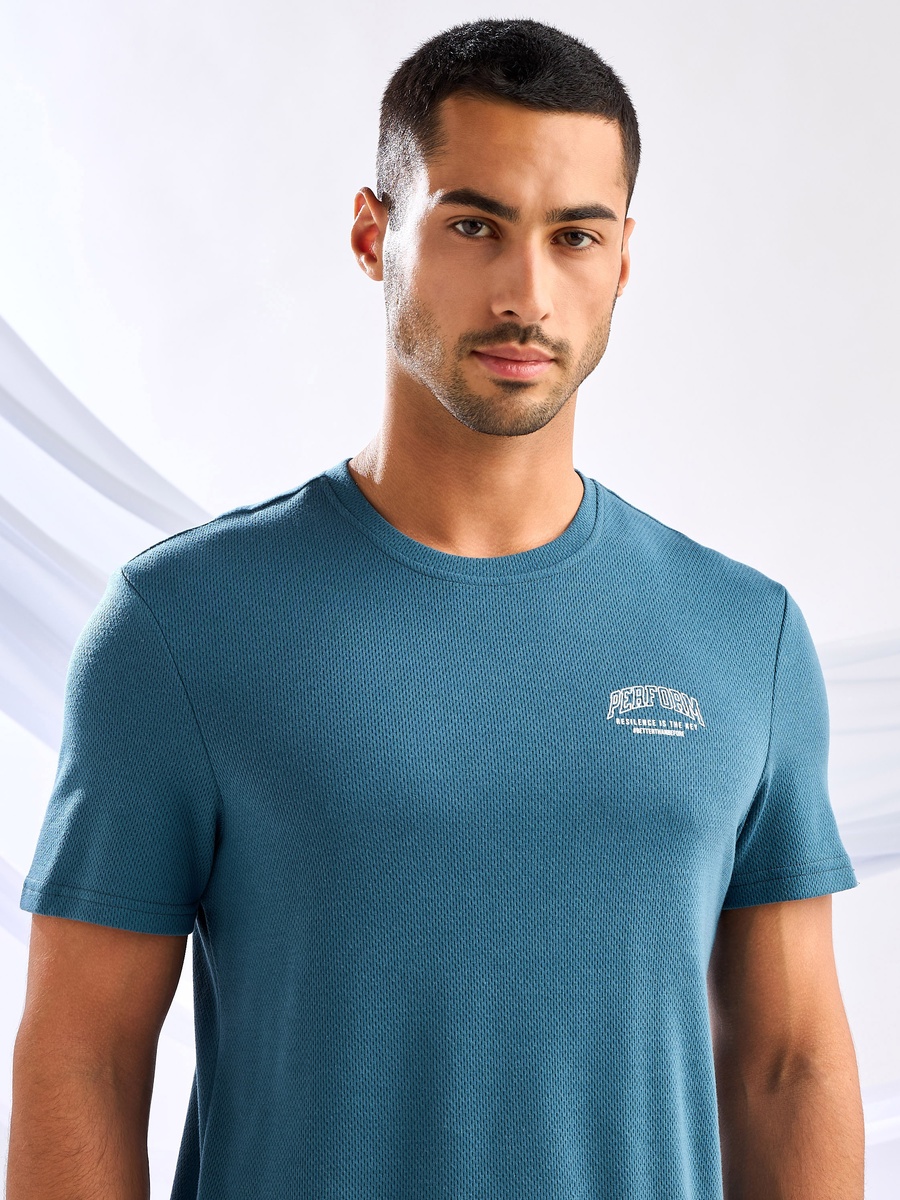 Slogan Print Mesh T-Shirt