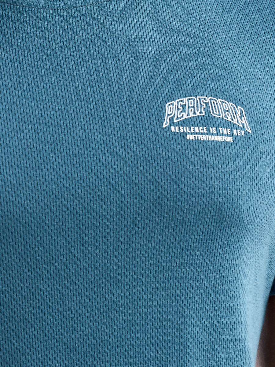 Slogan Print Mesh T-Shirt