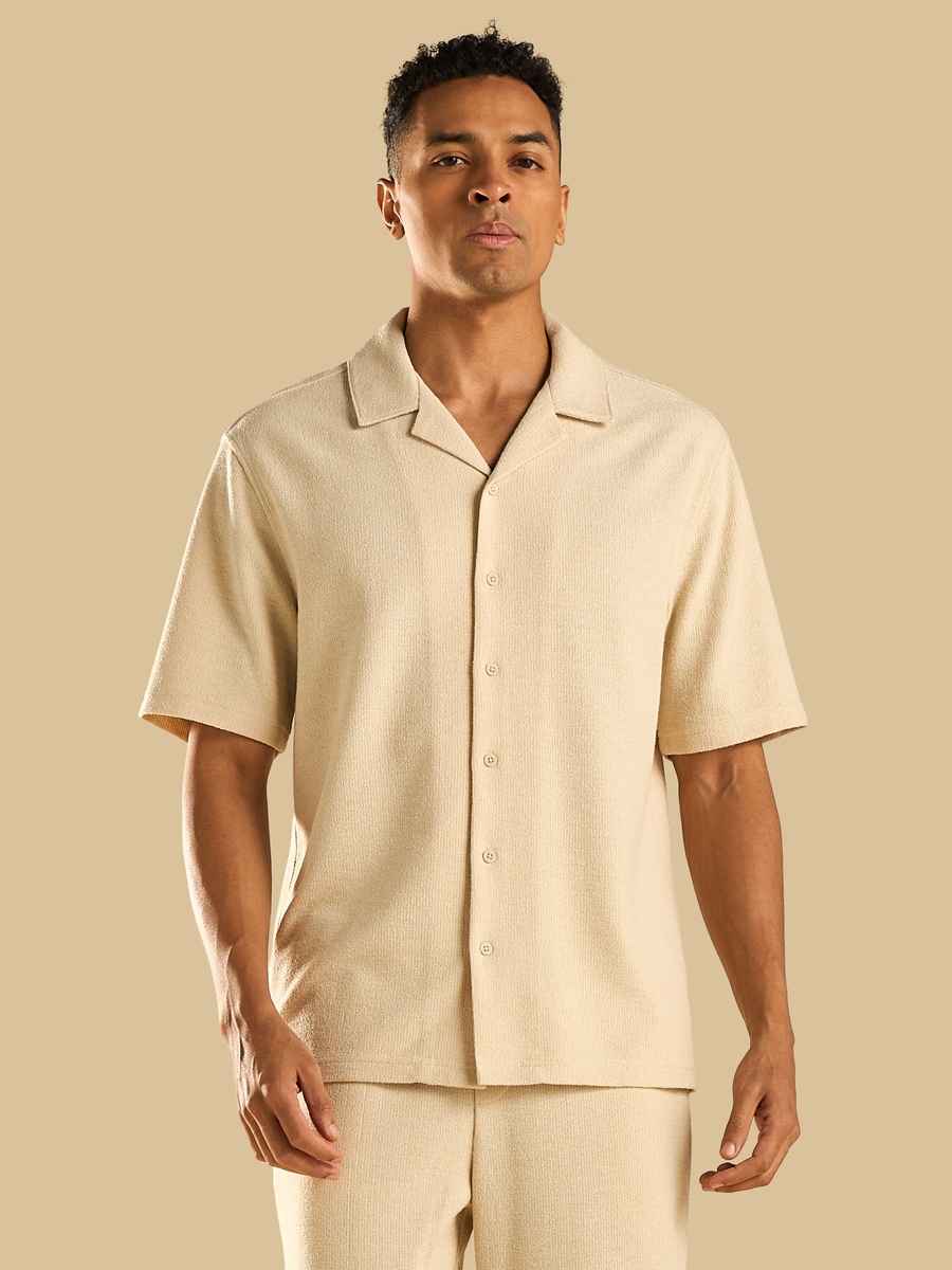 Textured Camp Collar Shirt