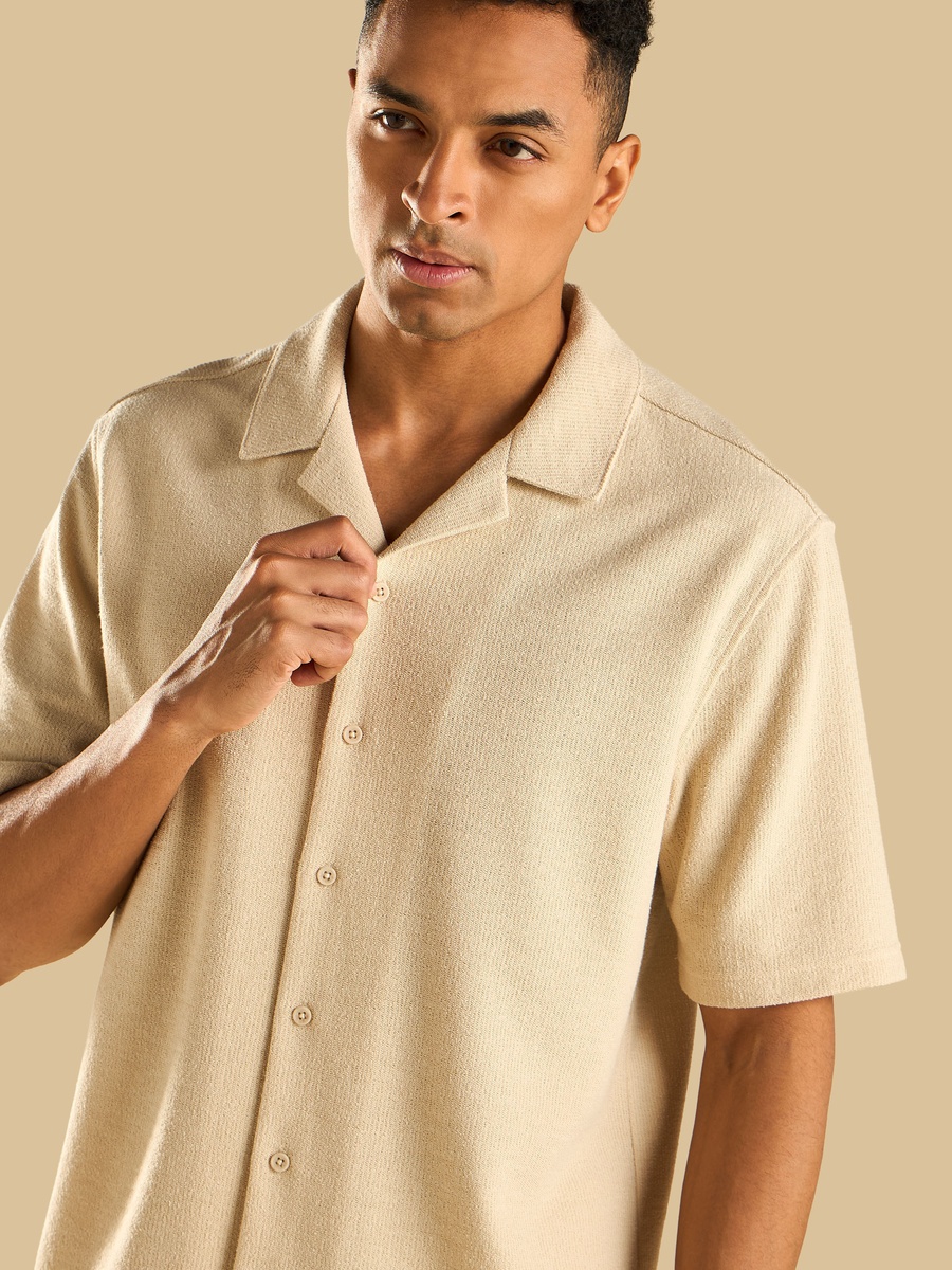 Textured Camp Collar Shirt