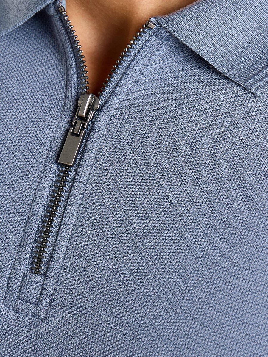 Textured Pique Half-Zip Polo T-Shirt