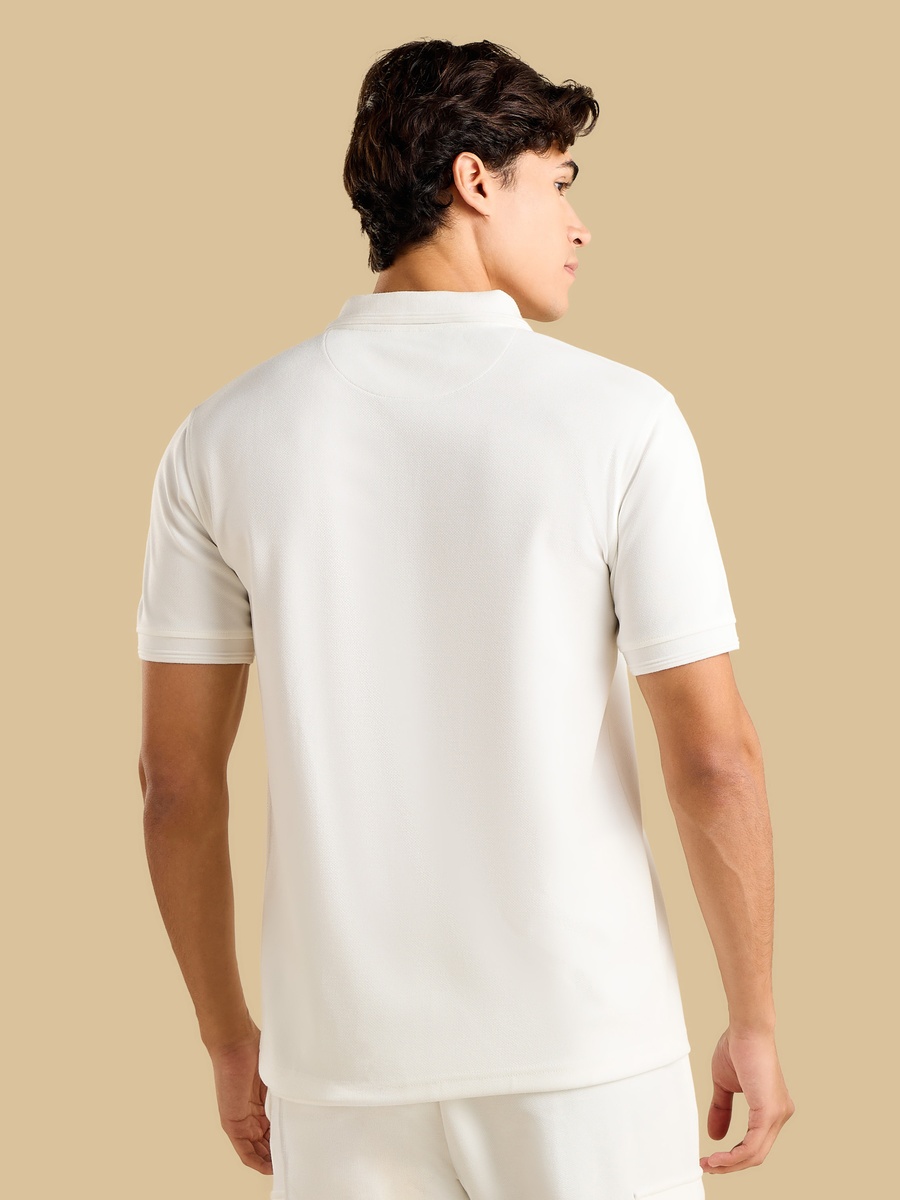 Textured Pique Half-Zip Polo T-Shirt