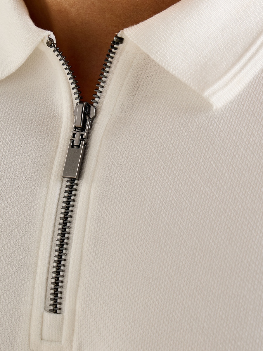 Textured Pique Half-Zip Polo T-Shirt