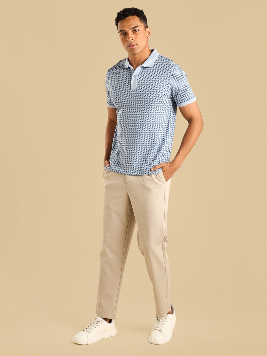 Interlock Geometric Print Polo T-Shirt