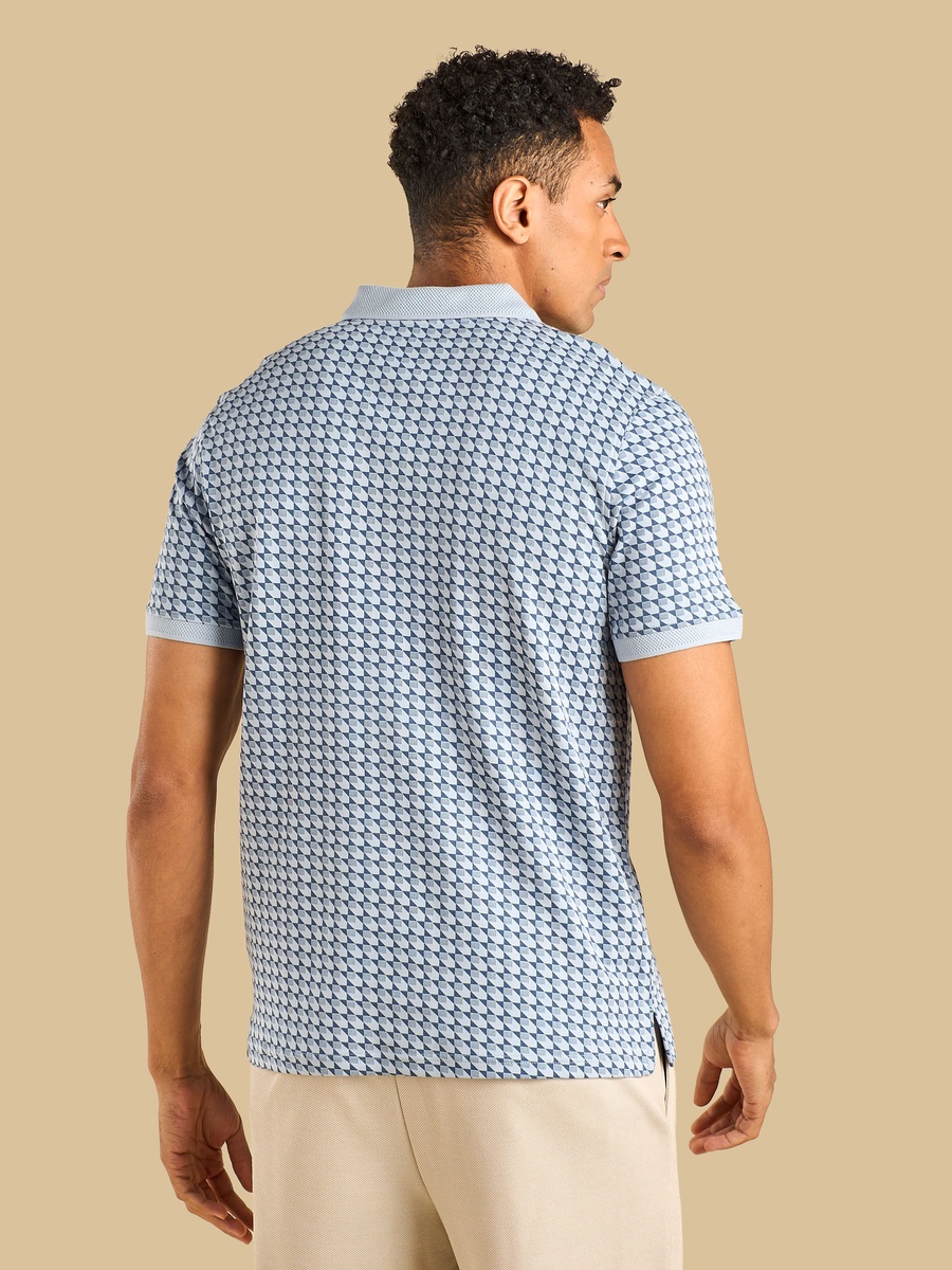 Interlock Geometric Print Polo T-Shirt