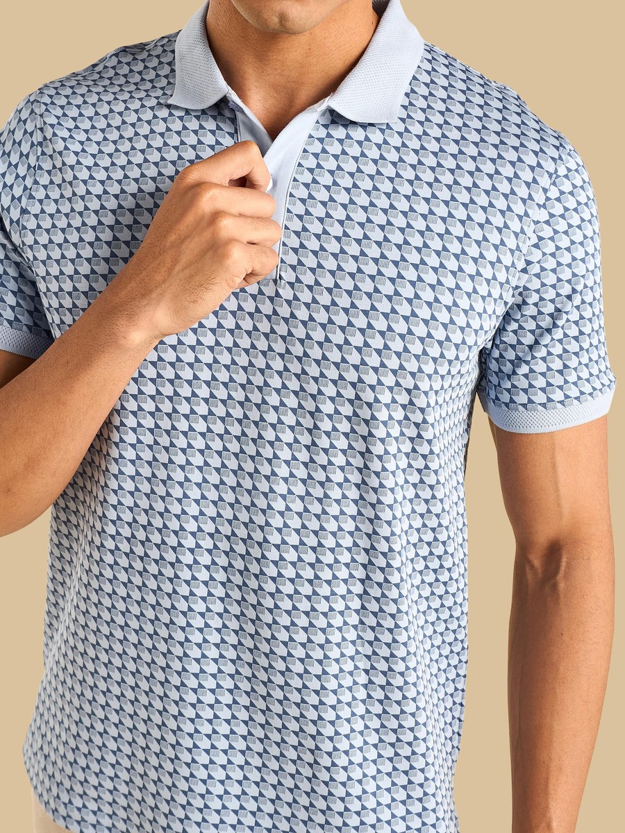 Interlock Geometric Print Polo T-Shirt