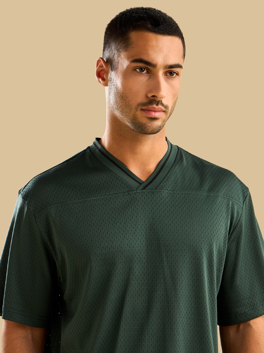 Relaxed Fit Mesh V-Neck T-Shirt