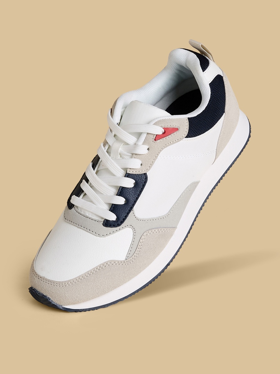 Panelled Lace-Up Sports Shoes