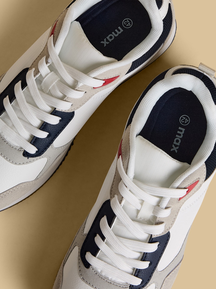 Panelled Lace-Up Sports Shoes