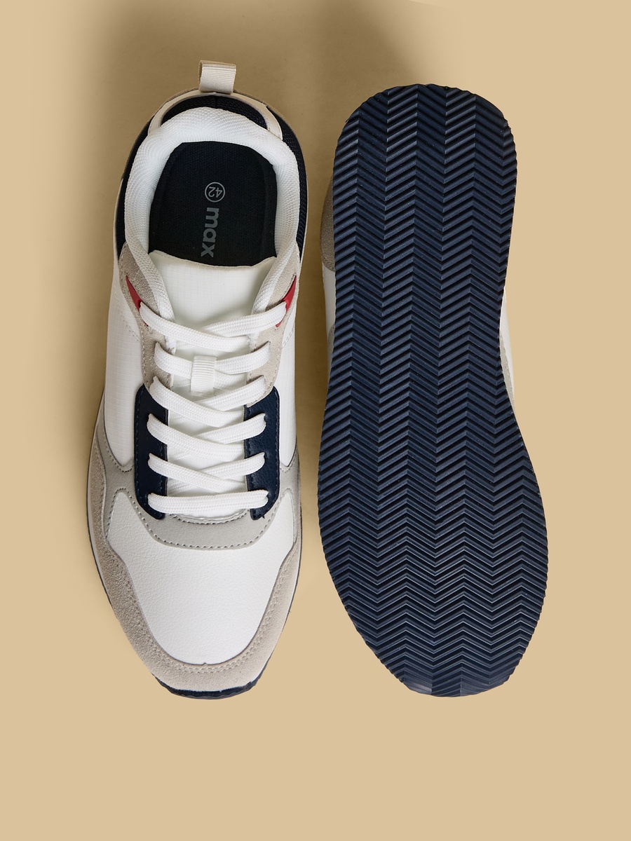 Panelled Lace-Up Sports Shoes