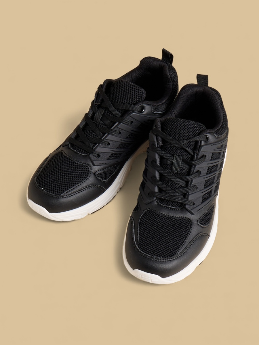 Panelled Sports Shoes with Lace-Up Closure