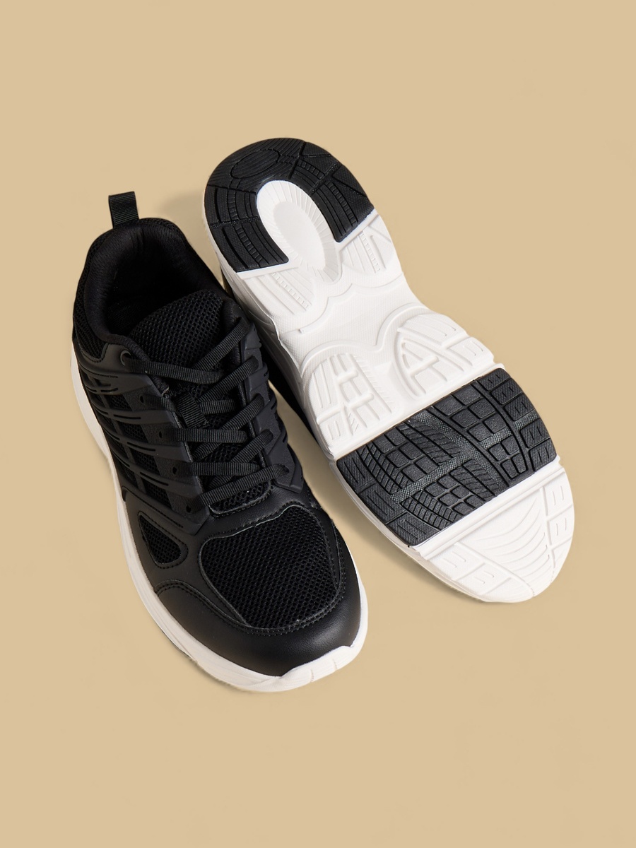 Panelled Sports Shoes with Lace-Up Closure