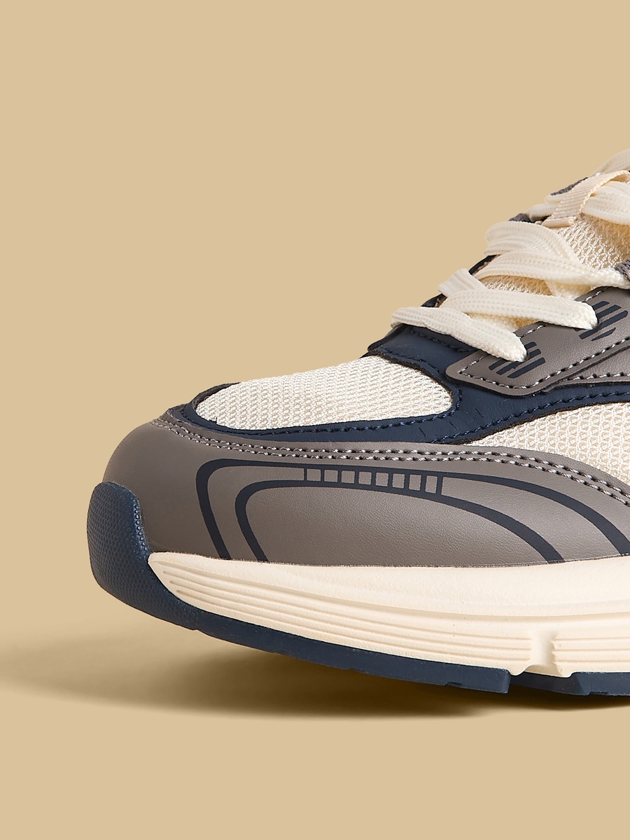 Panelled Sports Shoes with Lace-Up Closure